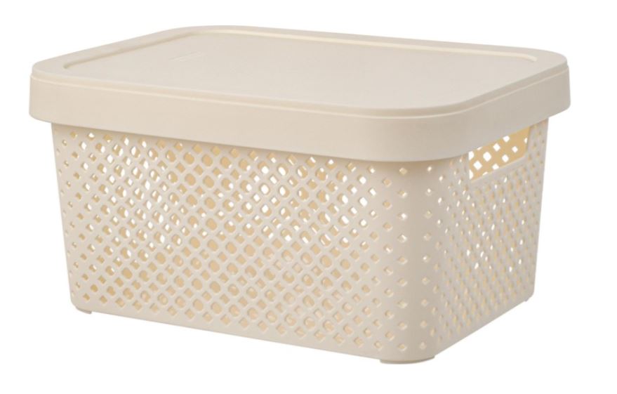 Корзина для хранения с крышкой Plast Team STOCKHOLM 5л молочный туман